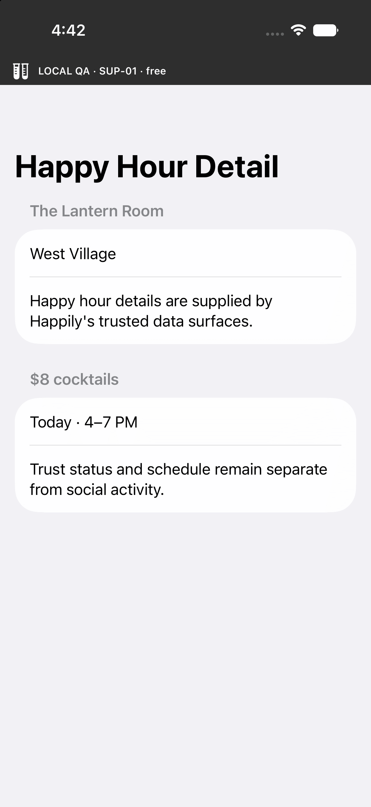 Happily restaurant detail. Separate consumer product; no offer published from Dynamic.ly.